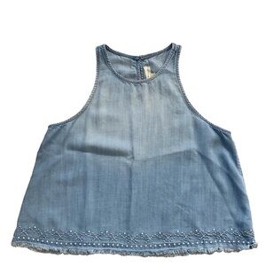 Cloth & Stone Light Blue Embroidered Tank Top